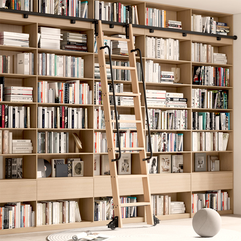 Woodworking Lofts - Hardware de escada de biblioteca rolante